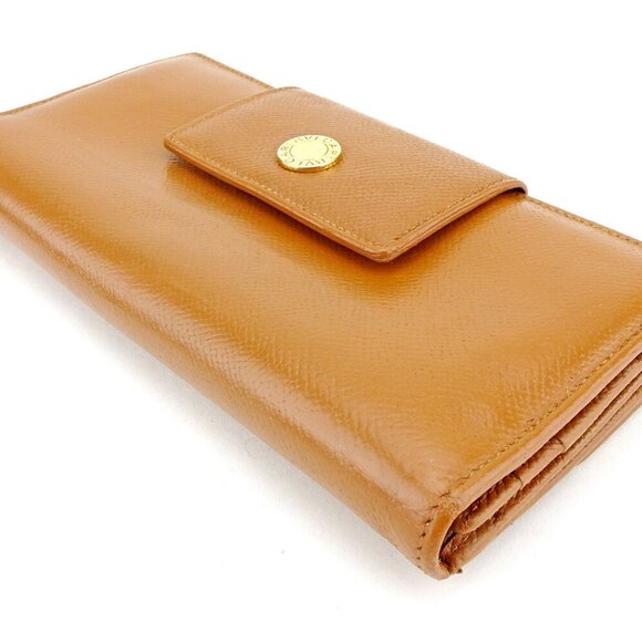 BVLGARI long wallet logo button leather Authentic - Picture 1 of 8